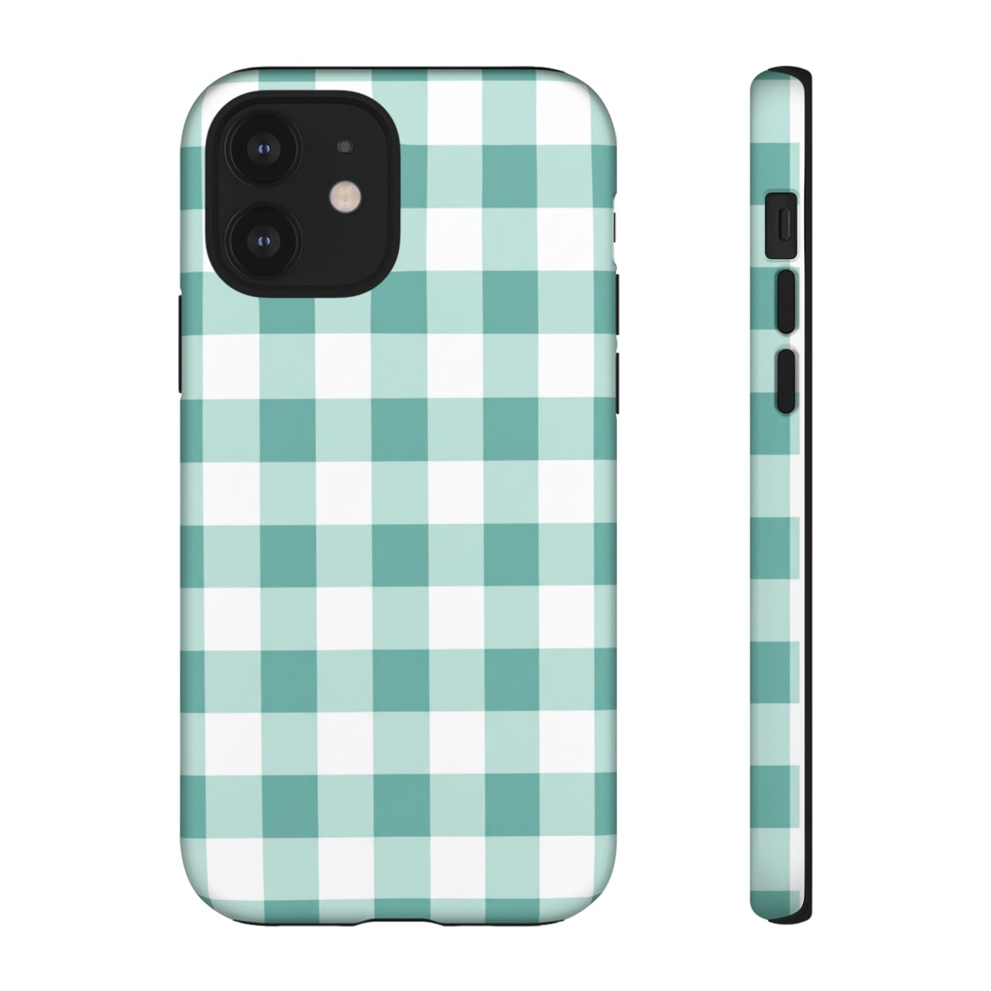 Mint Green Buffalo Check Tough Phone Case — Durable Plaid Protective Cover