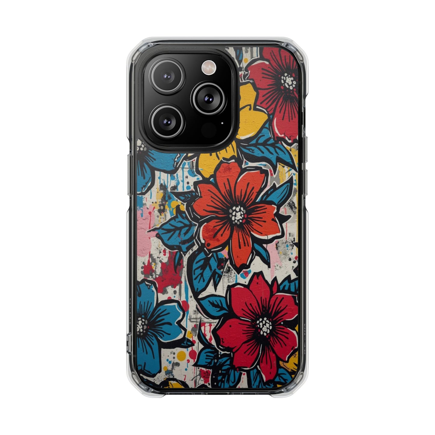 Clear Magnetic Phone Case — Colorful Floral Impact Protection