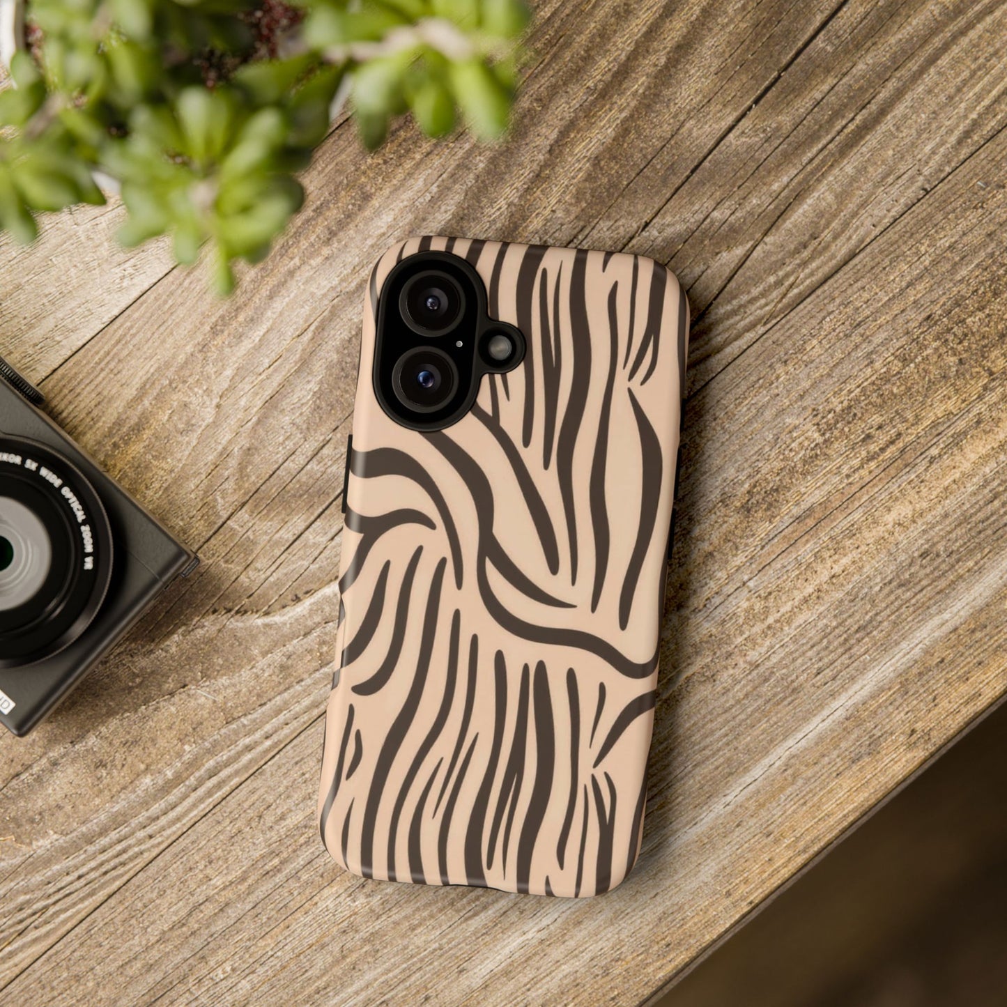 Zebra Stripe Tough Phone Case – Neutral Animal Print Protective Cover