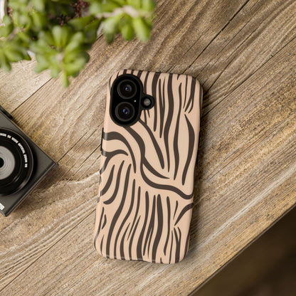 Zebra Stripe Tough Phone Case – Neutral Animal Print Protective Cover