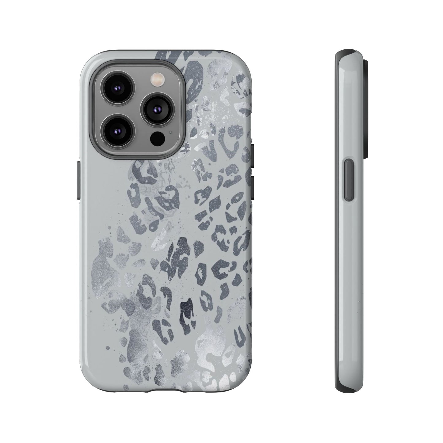 Gray Leopard Print Tough Phone Case