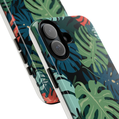 Tropical Monstera Phone Case — Colorful Leaf Protective Tough Case