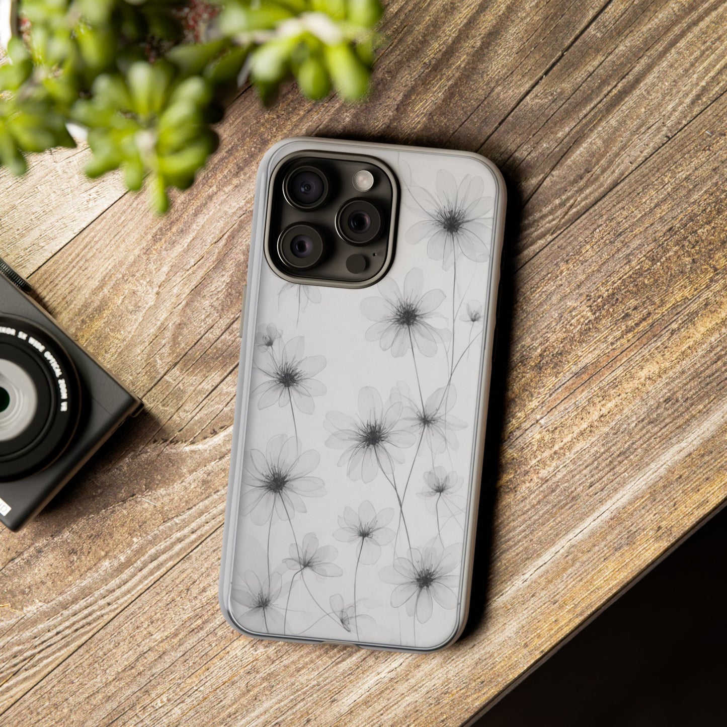 Tough Case — Black & White Floral Tough Phone Case