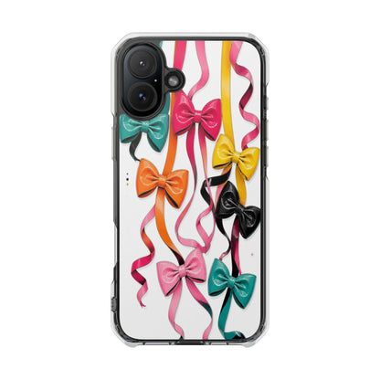 Clear Magnetic Phone Case — Colorful Ribbon Bows Design
