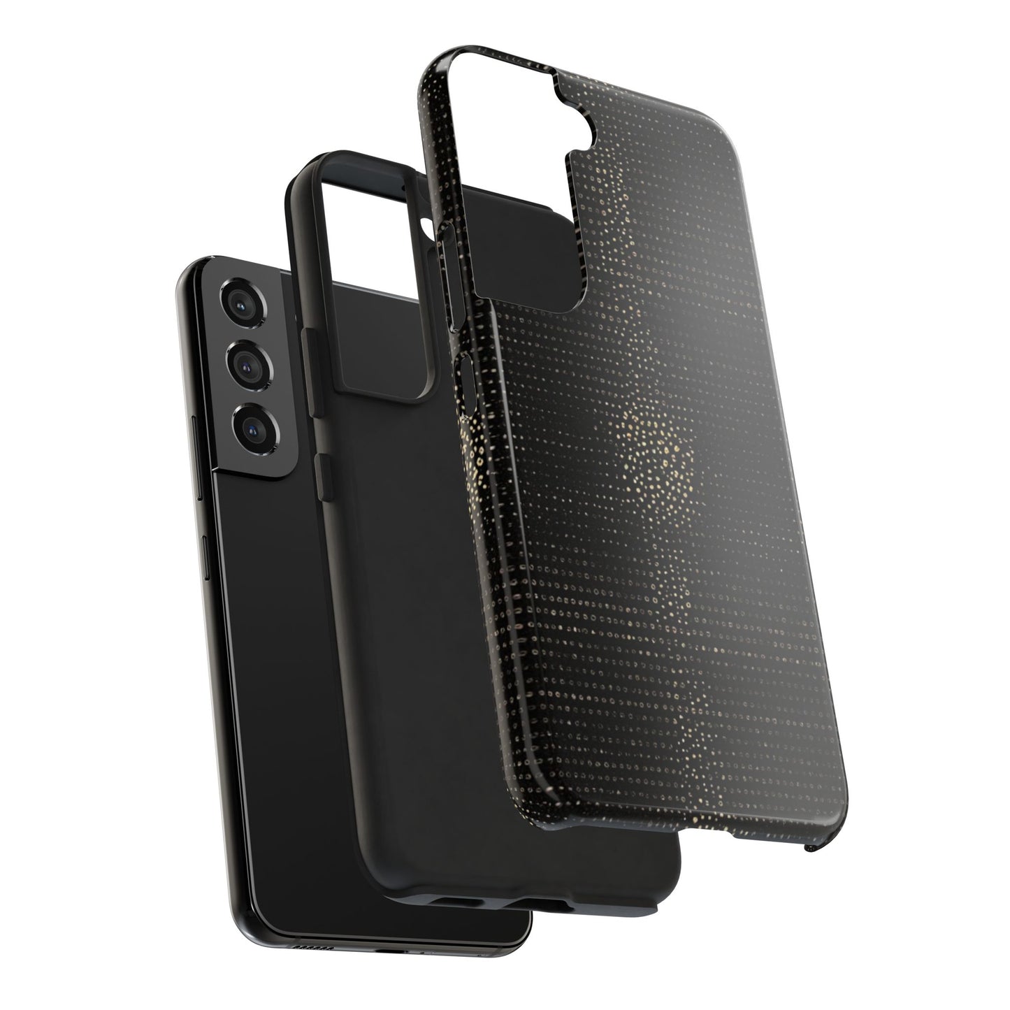 Tough Phone Case — Black Textured Metallic Dot Shield