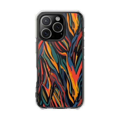 Clear Magnetic Phone Case — Abstract Flame Zebra Art