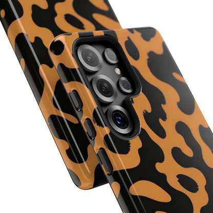 Leopard Print Phone Case — Orange & Black Tough Pattern Protective Cover