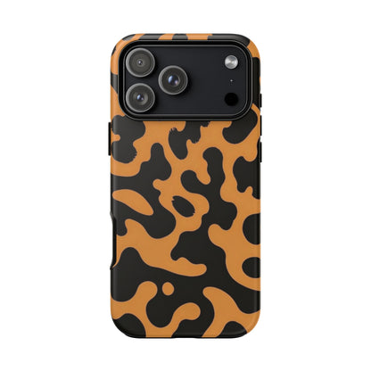 Leopard Print Phone Case — Orange & Black Tough Pattern Protective Cover