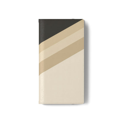 Retro Neutral Stripe Flip Phone Case — Wallet Folio with Card Slots