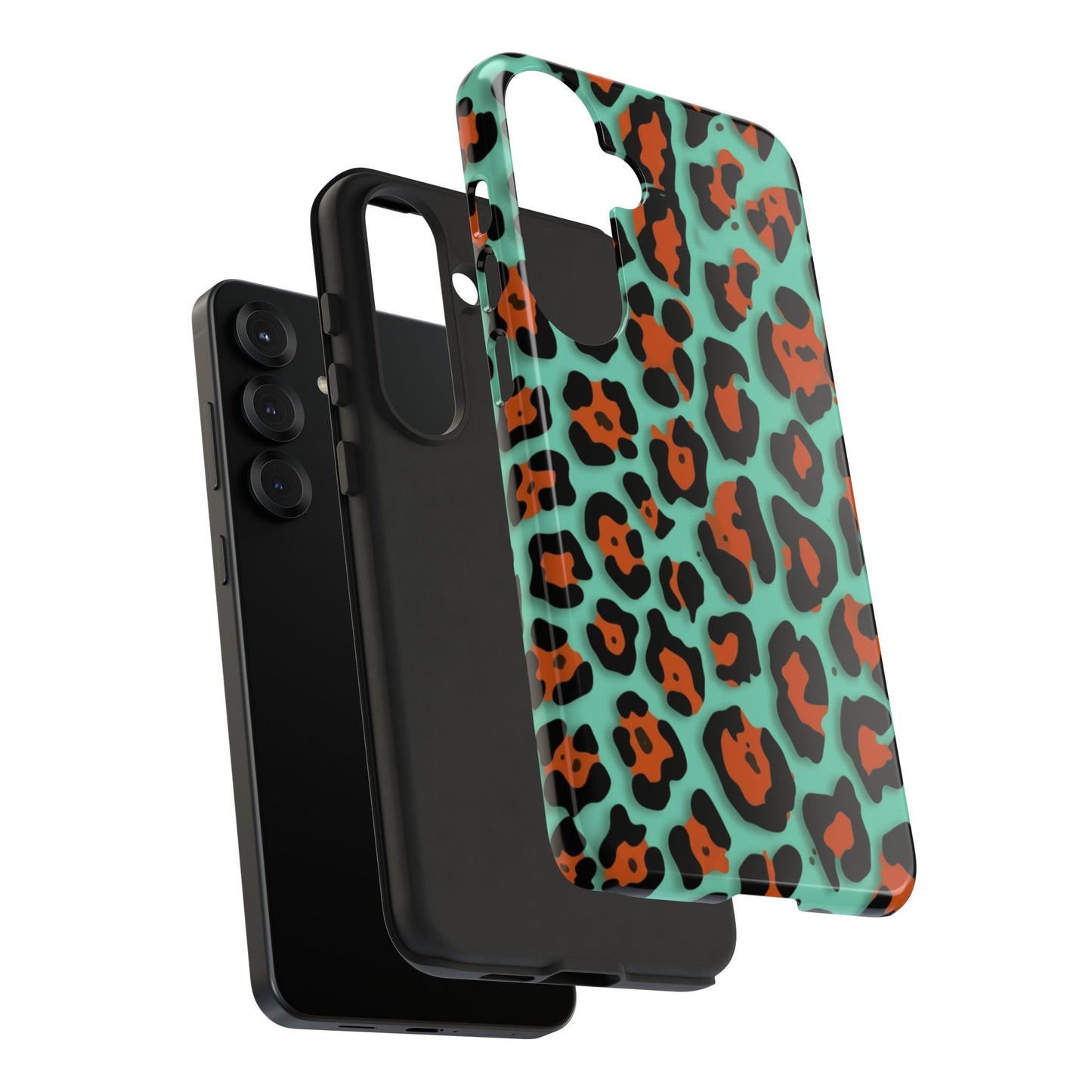Teal & Rust Leopard Phone Case — Tough Protective Animal Print