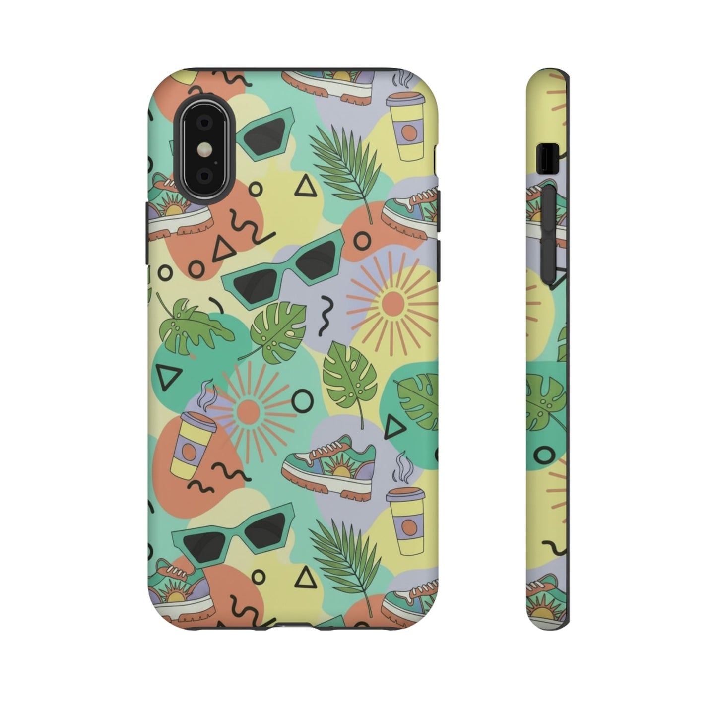 Tropical Summer Phone Case — Retro Sunglasses, Sneakers & Palm Pattern