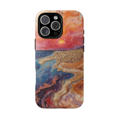 Sunset Coast Phone Case — Colorful Abstract Beach Art Tough Case