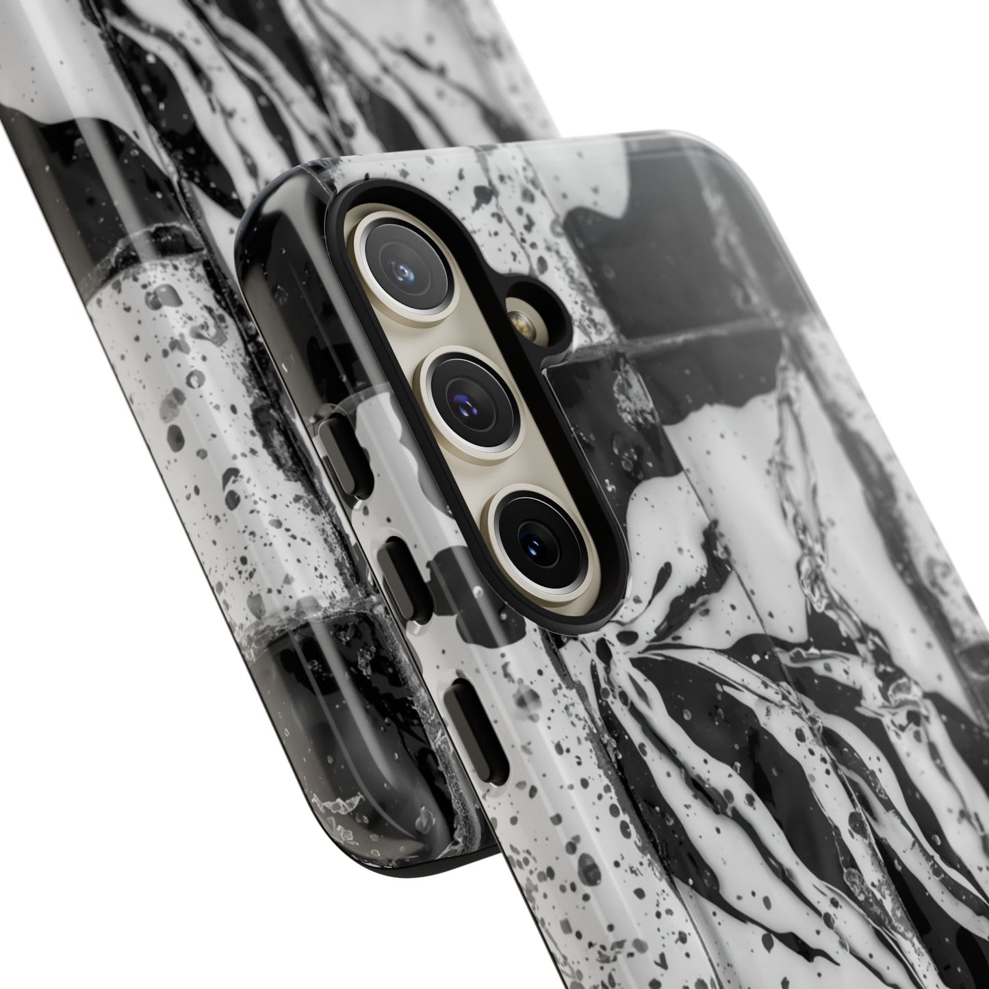 Monochrome Tile Floral Tough Phone Case