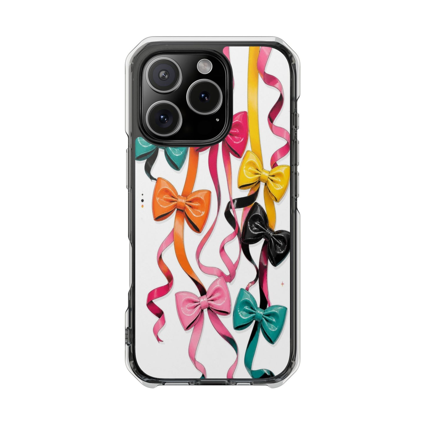 Clear Magnetic Phone Case — Colorful Ribbon Bows Design