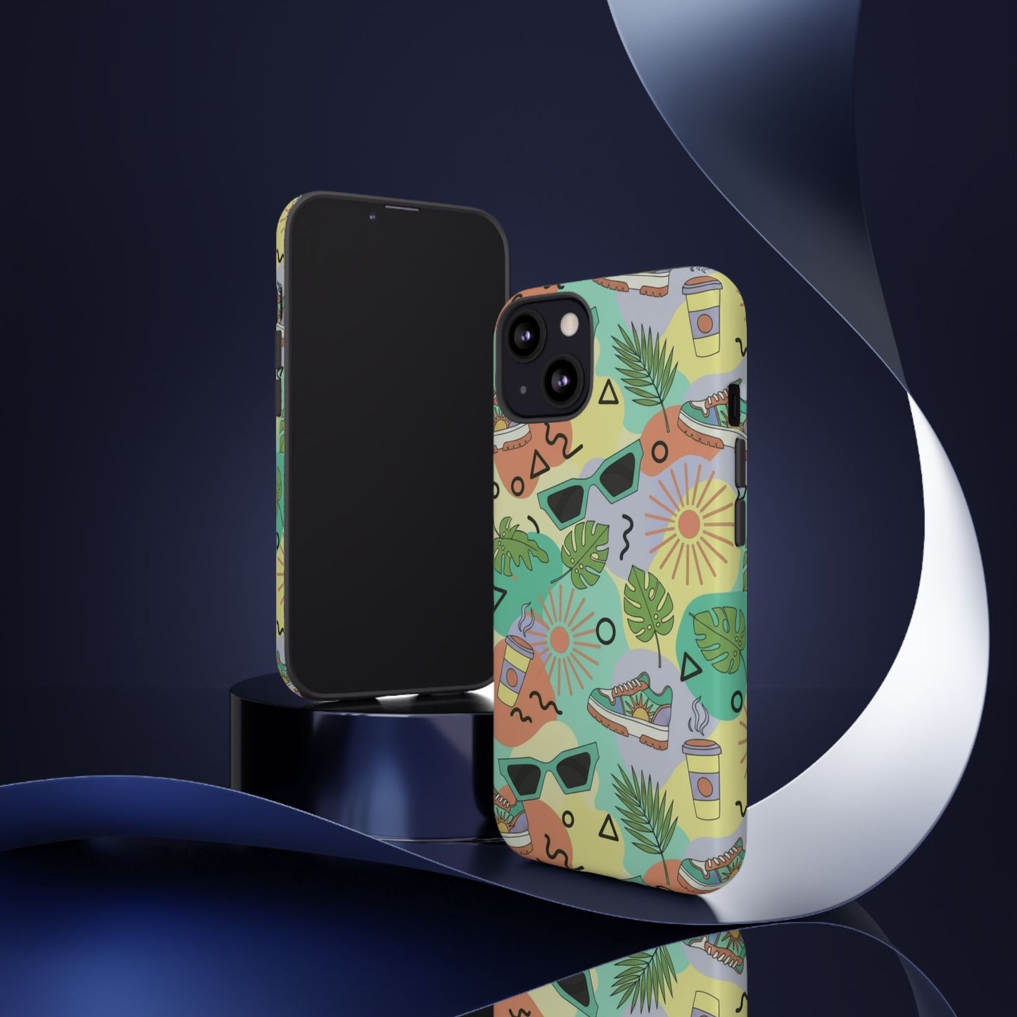 Tropical Summer Phone Case — Retro Sunglasses, Sneakers & Palm Pattern