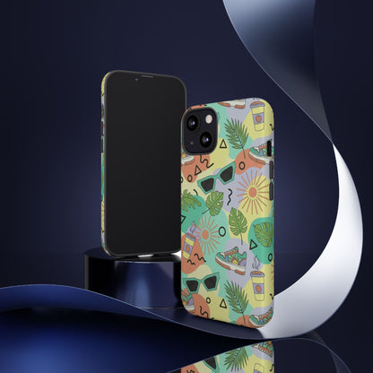 Tropical Summer Phone Case — Retro Sunglasses, Sneakers & Palm Pattern