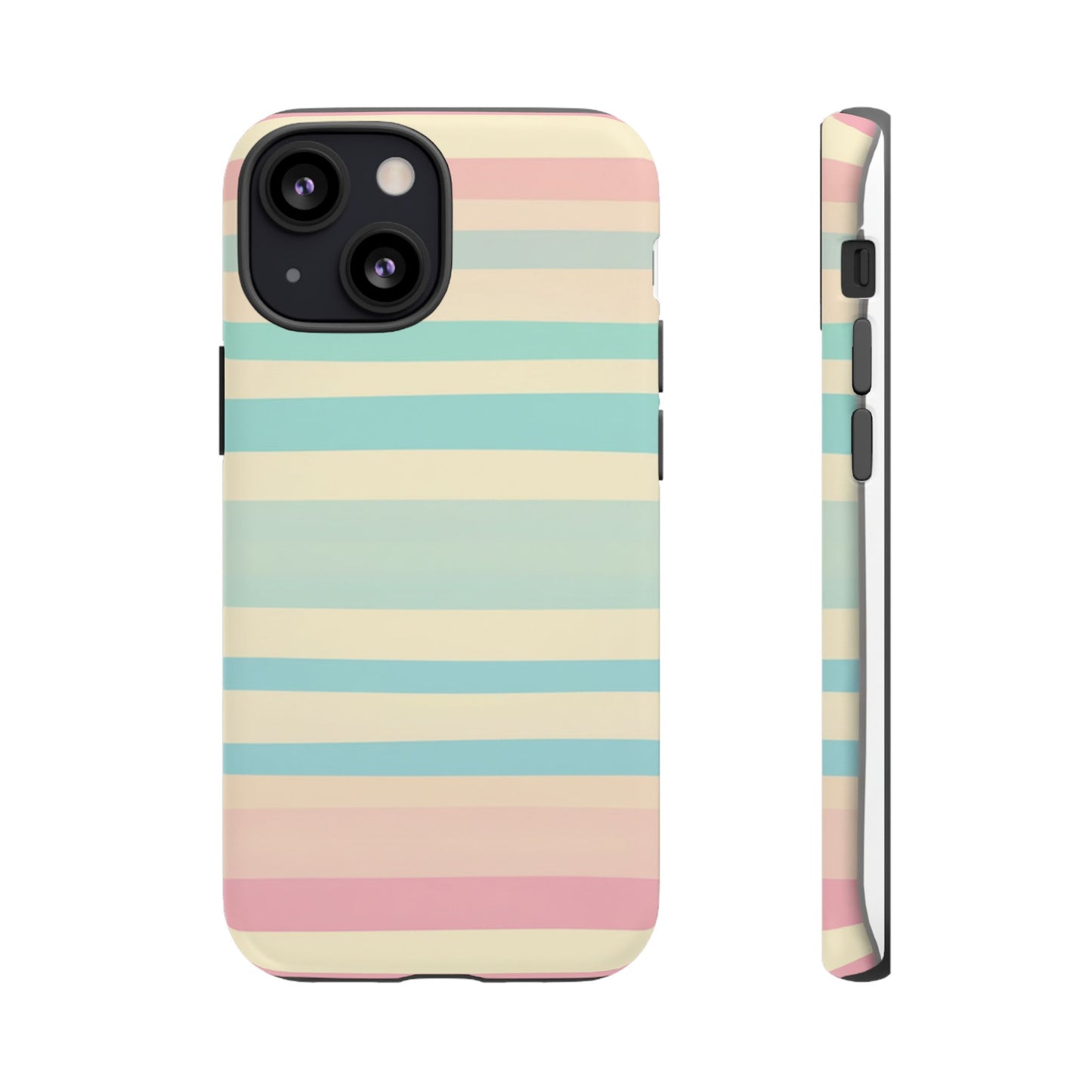 Pastel Striped Tough Phone Case – Protective Retro Rainbow Design