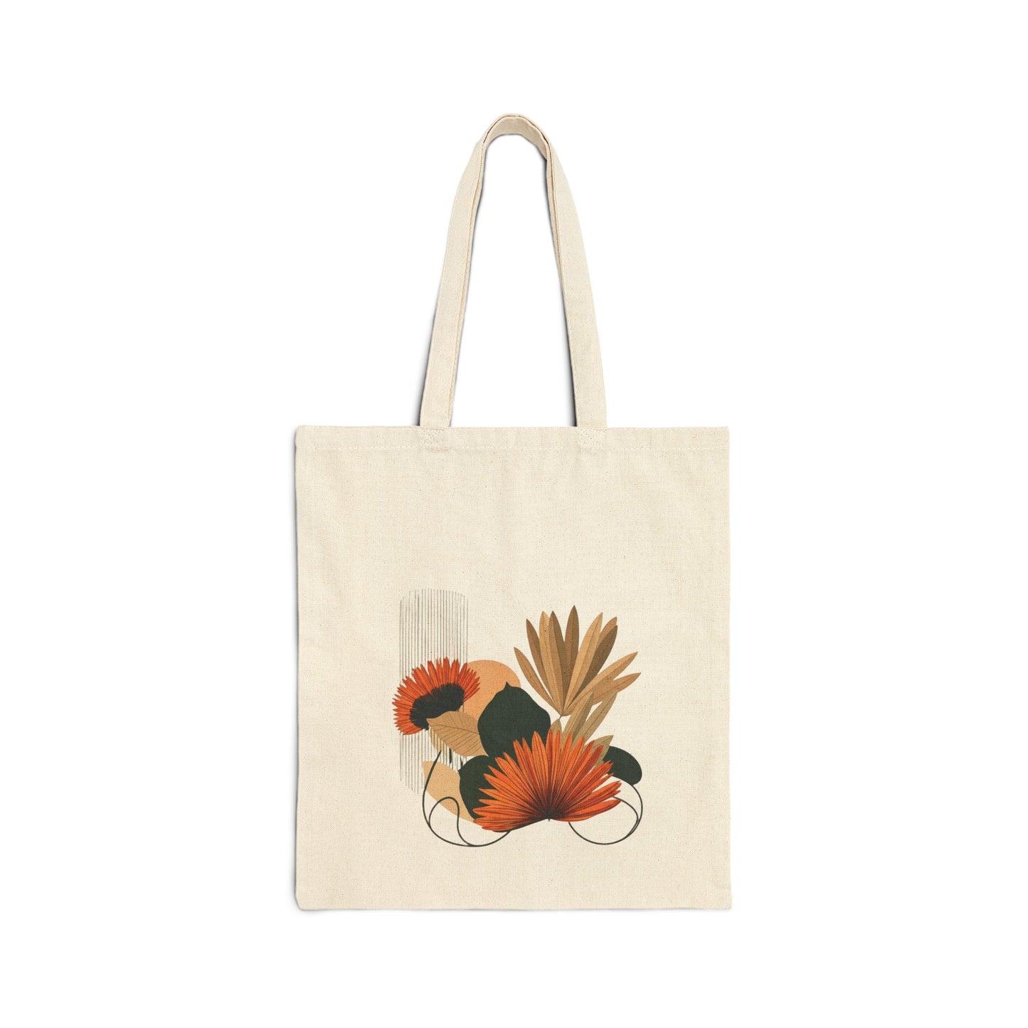 Botanical Cotton Canvas Tote Bag, Eco-Friendly Shopping Bag, Gift for Her, Reusable Grocery Bag, Boho Style Tote