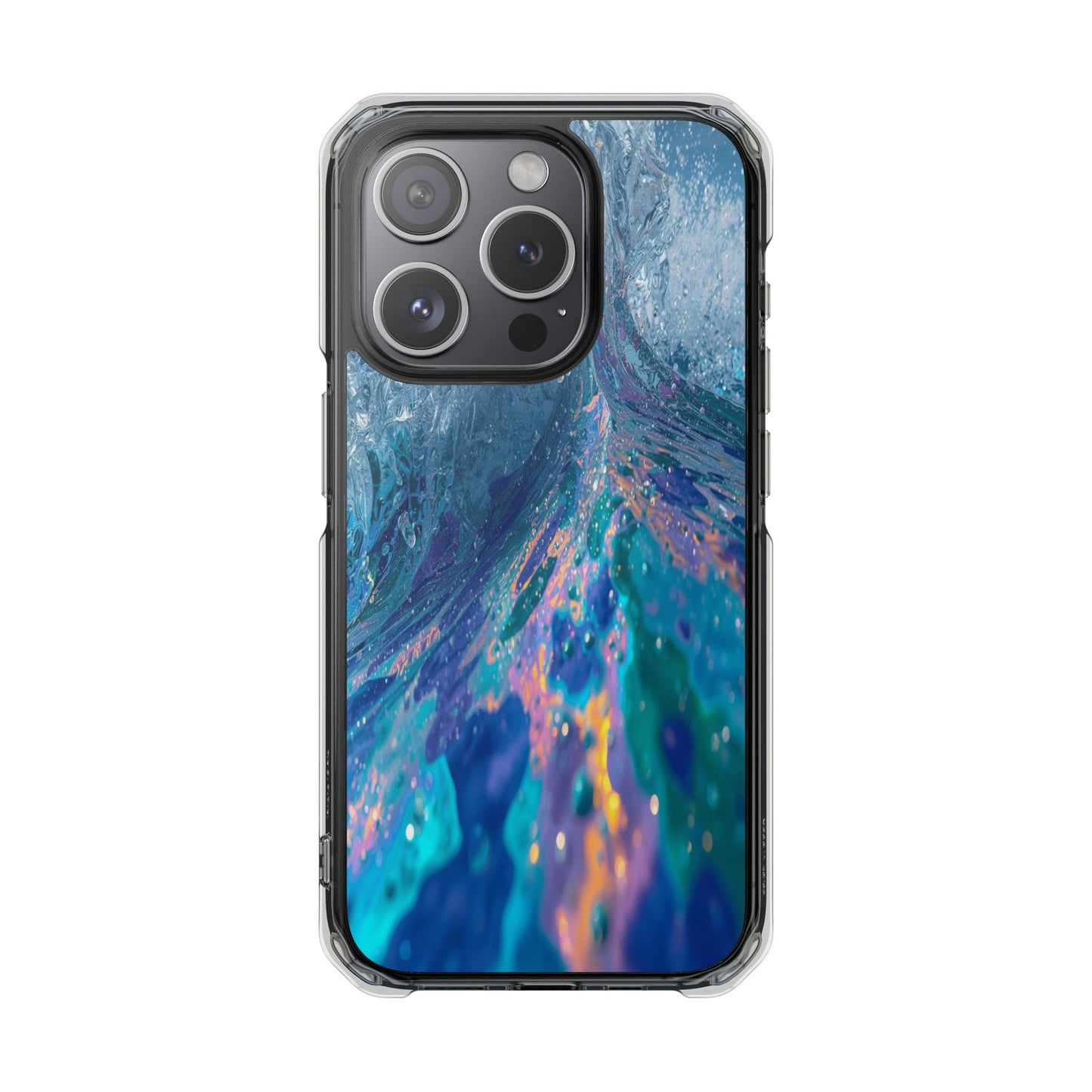 Clear Magnetic Impact Phone Case — Blue Ocean Abstract Design