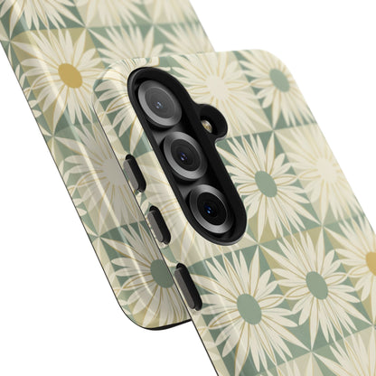 Retro Daisy Tough Phone Case — Vintage Floral Protective Cover for iPhone