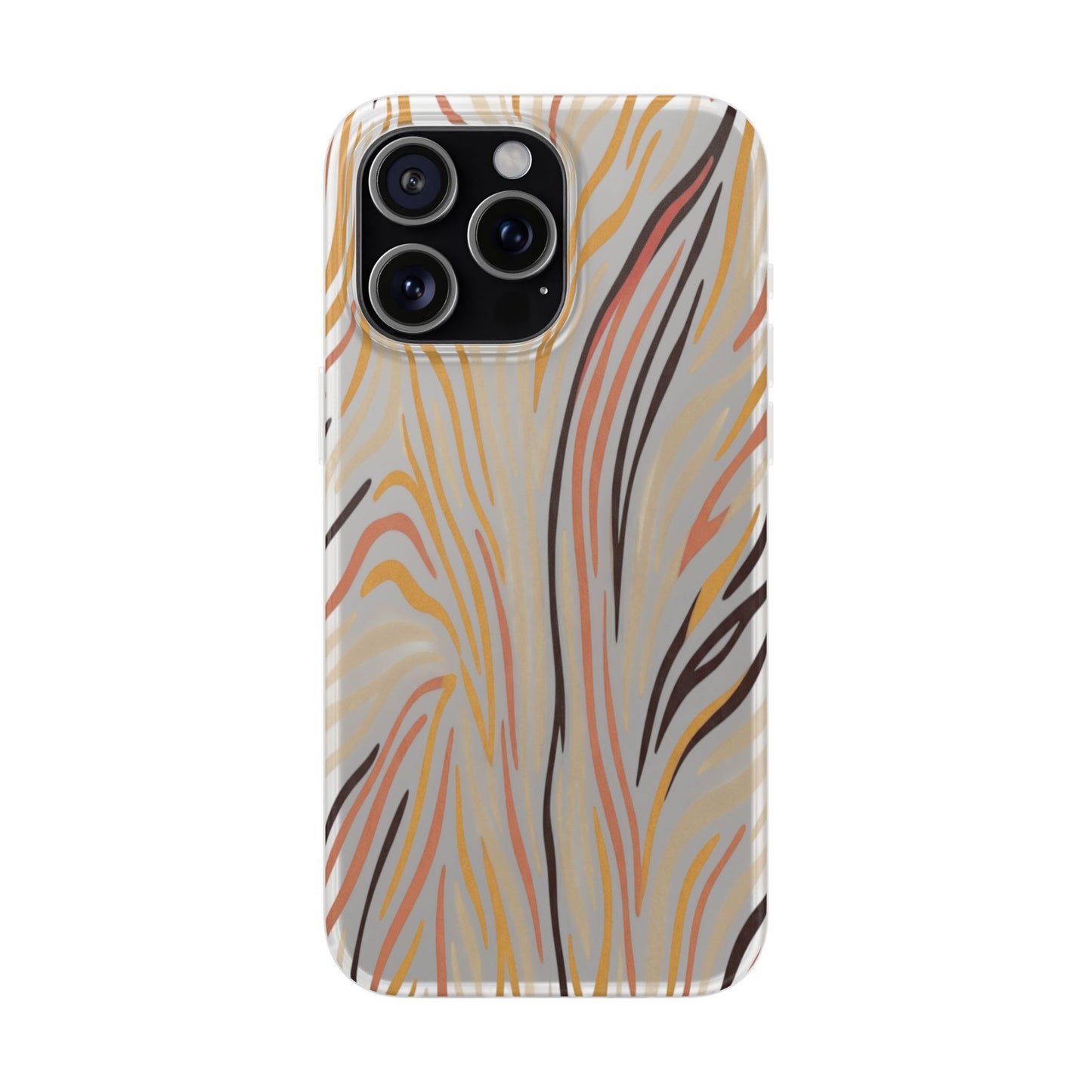 Marbled Neutral Stripe Phone Case — Abstract Beige & Terracotta Flexi Case