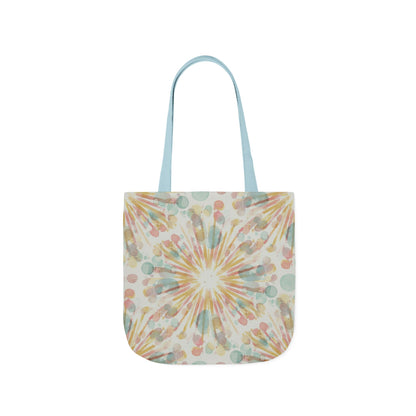 Boho Sunburst Canvas Tote Bag — Pastel Tie-Dye Beach & Market Bag