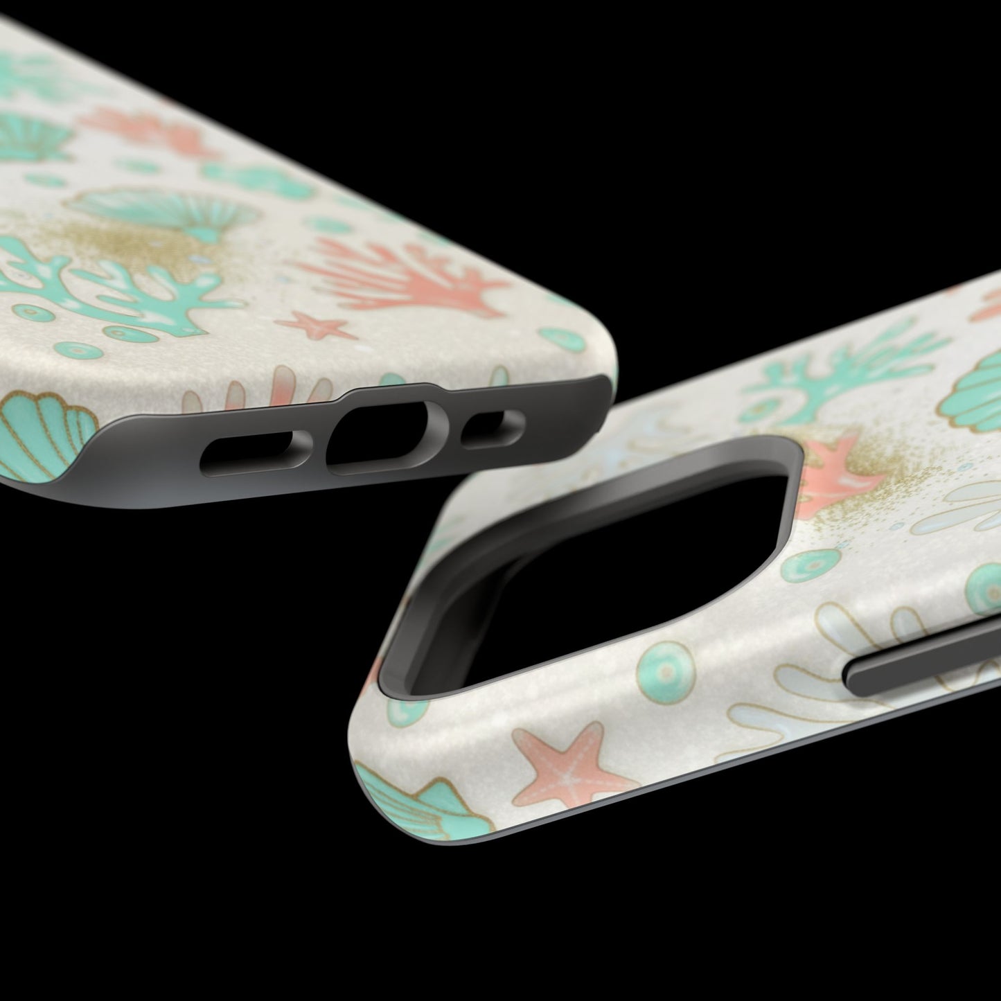 Sea Shells Magnetic Impact Phone Case — Pastel Coral & Teal Beach Design