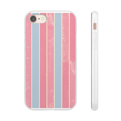 Striped Pink & Blue Phone Case — Retro Pastel Flexi Case