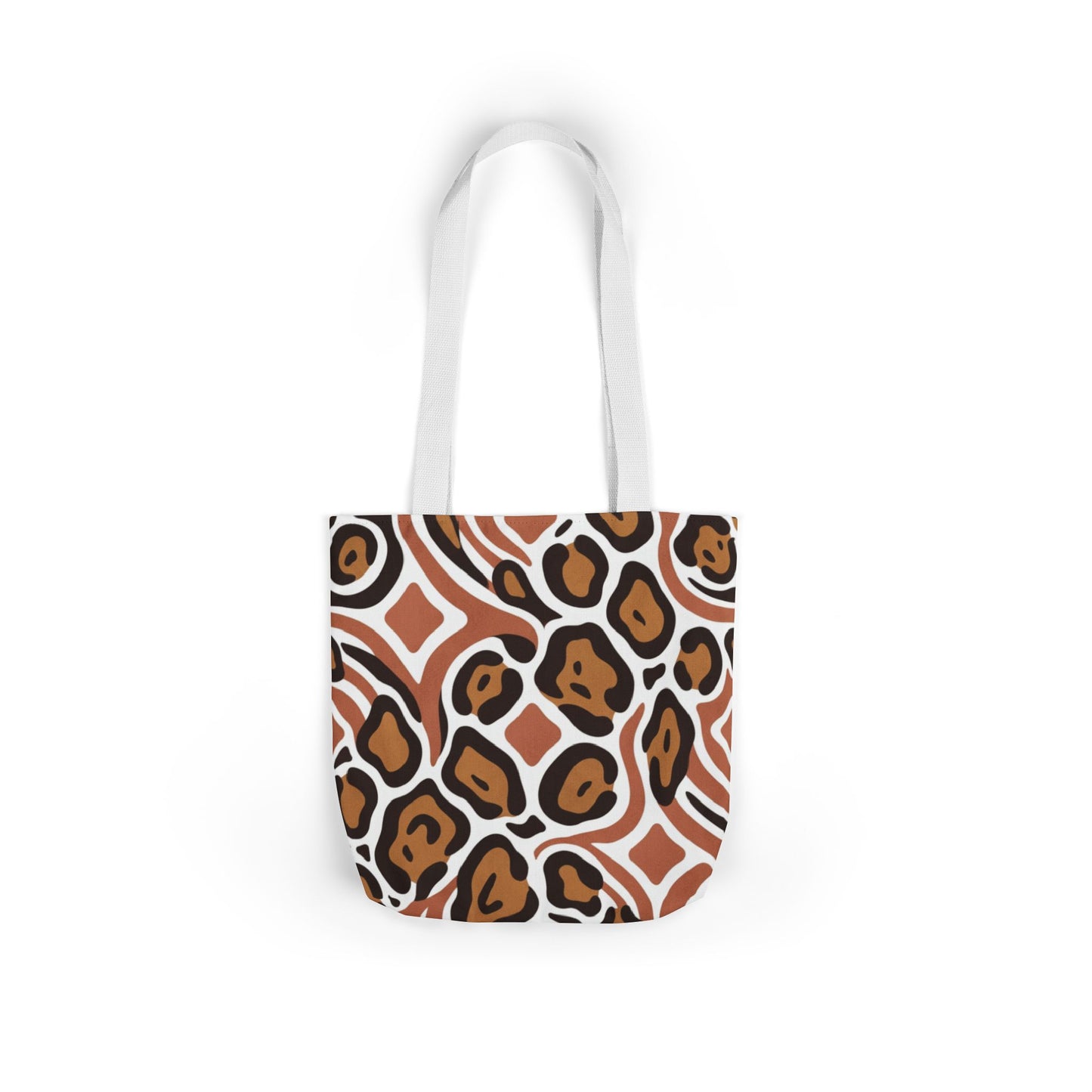 Leopard Geo Canvas Tote Bag — Brown Animal Print Reusable Shopper