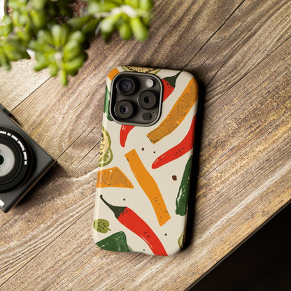 Spicy Peppers Phone Case – Colorful Chili, Lime & Citrus Pattern