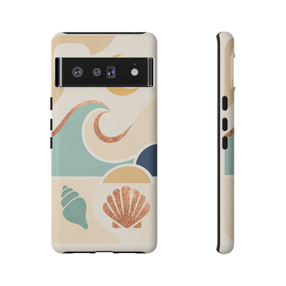 Sea Breeze Tough Phone Case — Retro Waves & Shells Design
