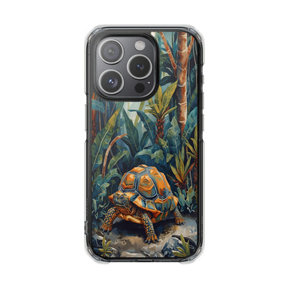 Clear Magnetic Phone Case — Tropical Turtle Art Protective Cover