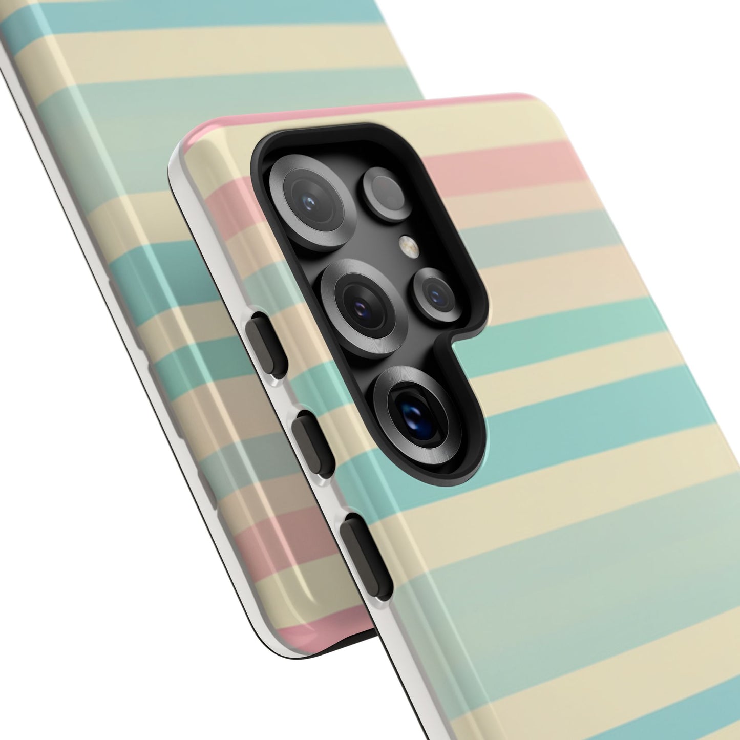 Pastel Striped Tough Phone Case – Protective Retro Rainbow Design