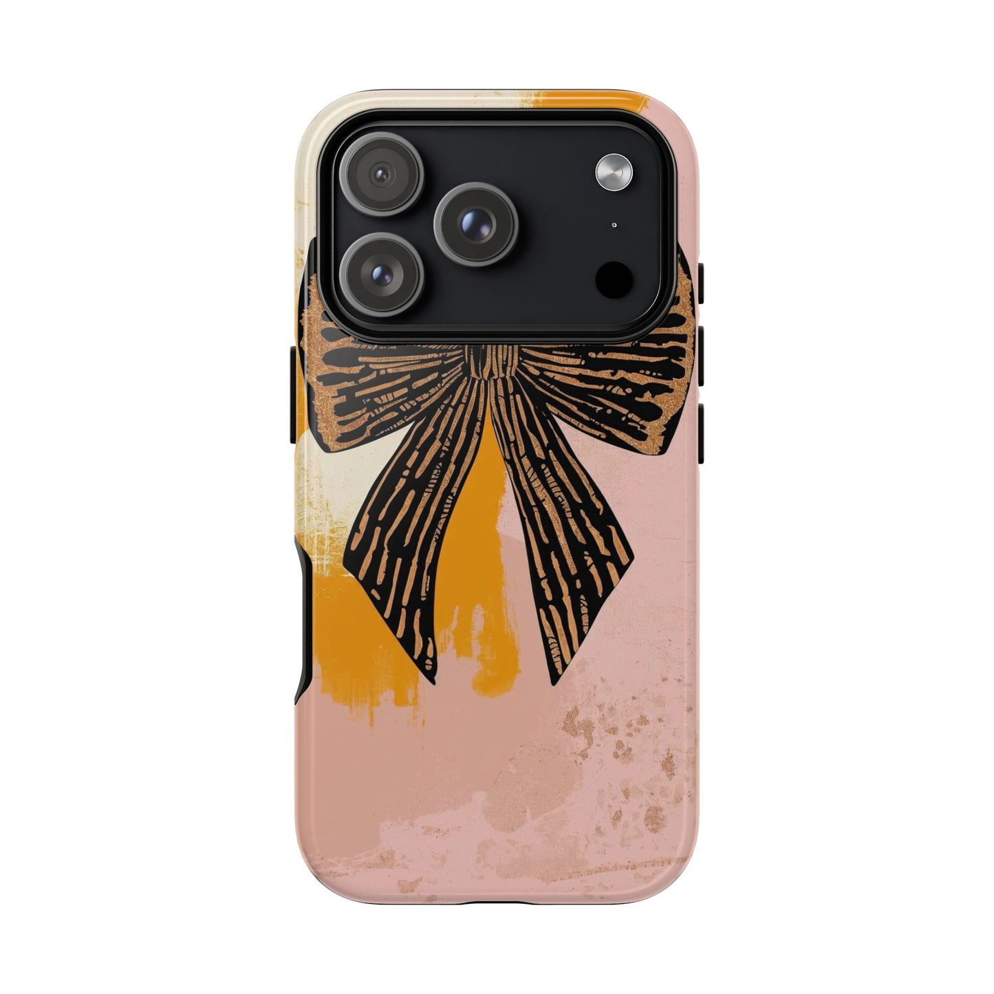 Bow Brushstroke Tough Phone Case — Pink & Mustard
