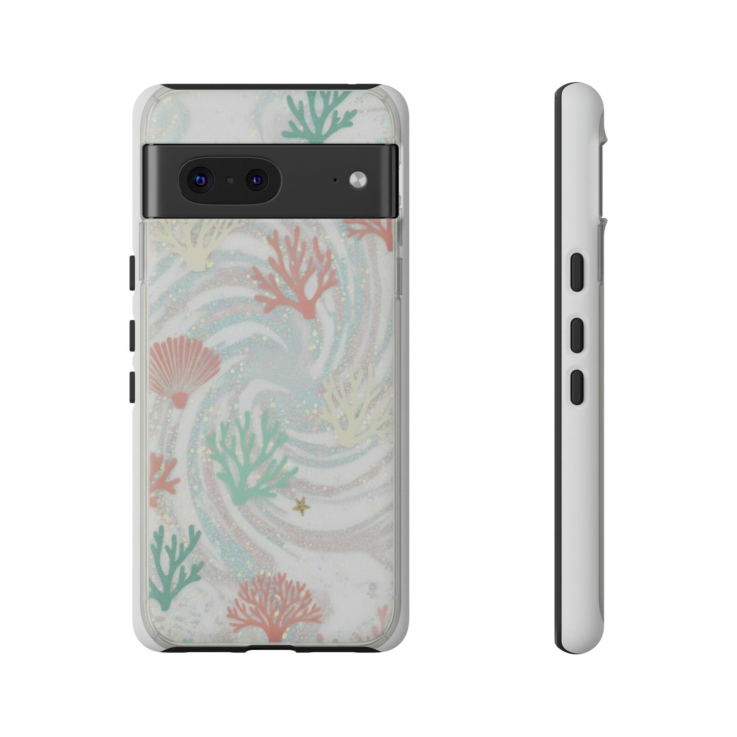 Seafoam Coral Tough Phone Case - Pastel Ocean Wave Design