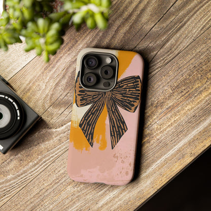 Bow Brushstroke Tough Phone Case — Pink & Mustard