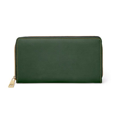 Green Zipper Wallet –  Travel Wallet with Gold Zipper