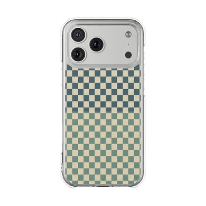 Clear Magnetic Phone Case — Vintage Green Checkerboard Protective Cover