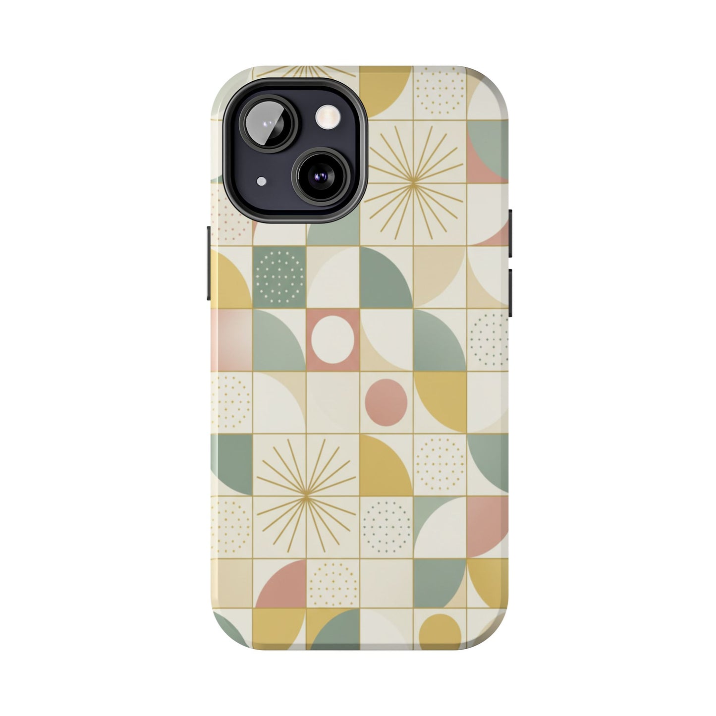 Retro Geometric Tough Phone Case — Pastel Midcentury Pattern