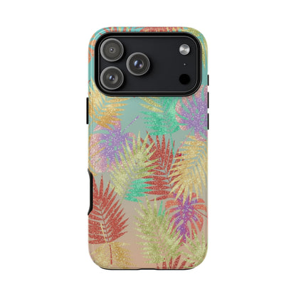 Tropical Palm Leaf Tough Phone Case – Colorful Pastel Botanical Protection
