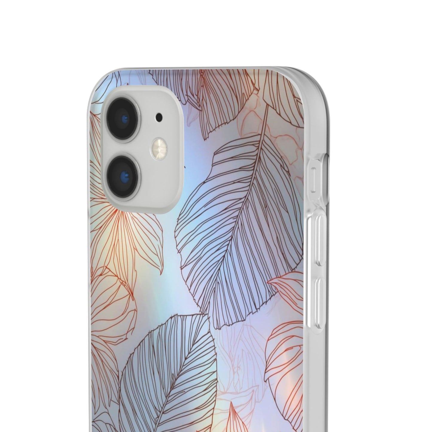 Floral Holographic Phone Case — Iridescent Leaves & Flowers Flexi Case