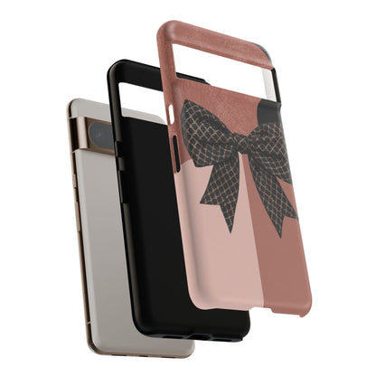 Bow Stripe Tough Phone Case – Pink Mauve Protective Cover