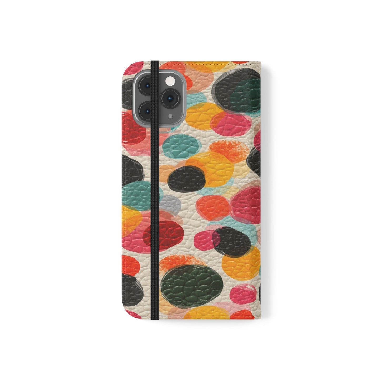 Colorful Confetti Dot Flip Phone Case — Retro Polka Wallet Cover