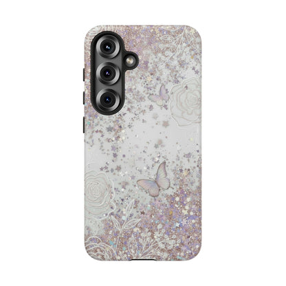 Butterfly Glitter Tough Phone Case — Floral Sparkle Protective Case