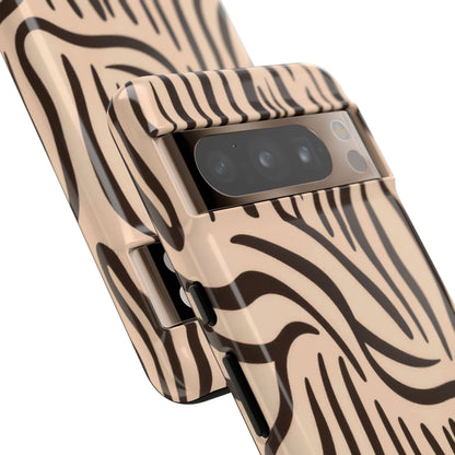 Zebra Stripe Tough Phone Case – Neutral Animal Print Protective Cover