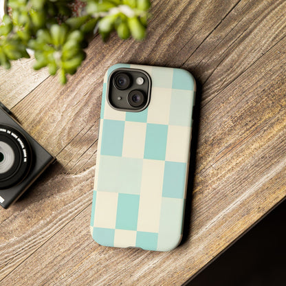 Pastel Checkerboard Tough Case – Mint & Cream Protective Phone Cover
