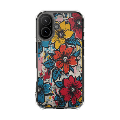 Clear Magnetic Phone Case — Colorful Floral Impact Protection