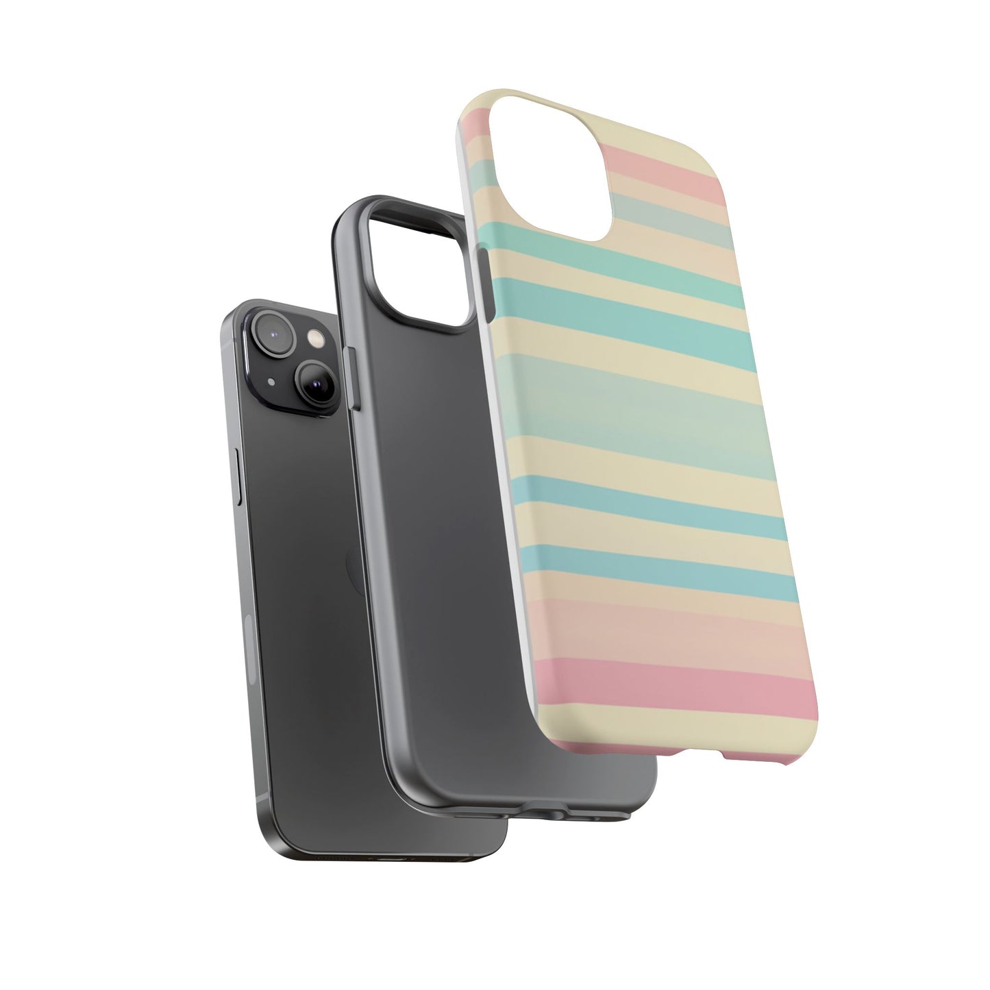 Pastel Striped Tough Phone Case – Protective Retro Rainbow Design