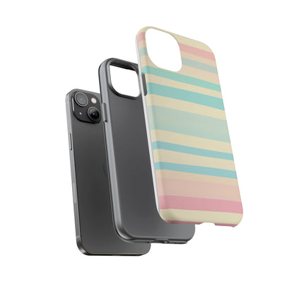 Pastel Striped Tough Phone Case – Protective Retro Rainbow Design