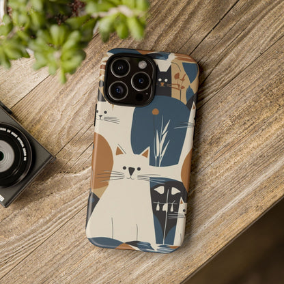 Cat Pattern Phone Case – Retro Abstract Cats Protective iPhone Cover